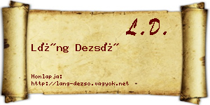 Láng Dezső névjegykártya